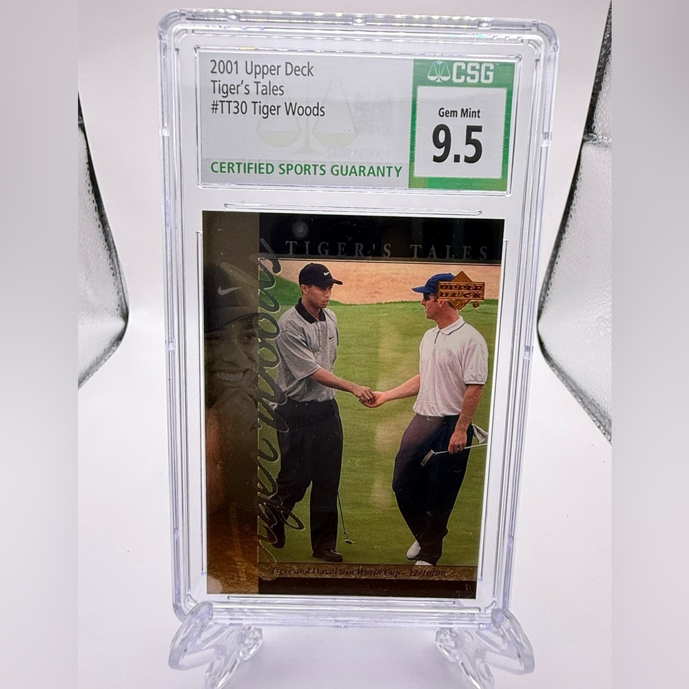 2001 Upper Deck Tiger Tales TT30 Tiger Woods RC CSG Gem Mint 9.5 Crystal Clear